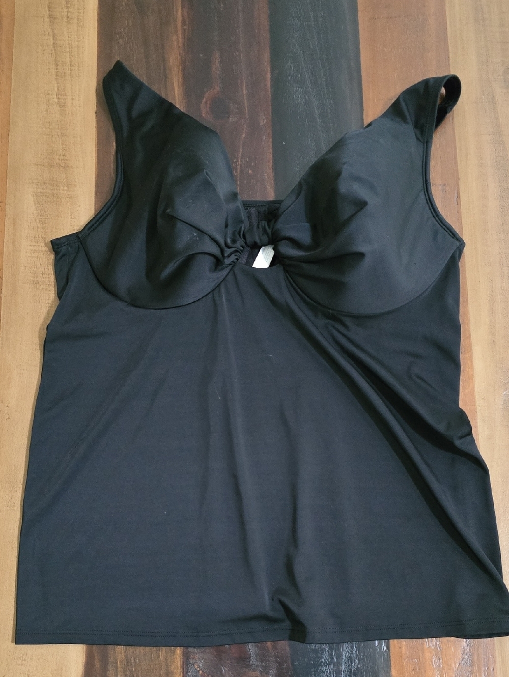 Cacique Black SWIM Tankini Top with Supportive Cups And Built In Bra